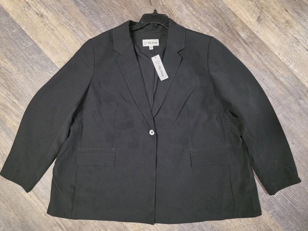 NWT The Drop Blake Long Blazer Black Size 3X Plus Oversized Jacket Career